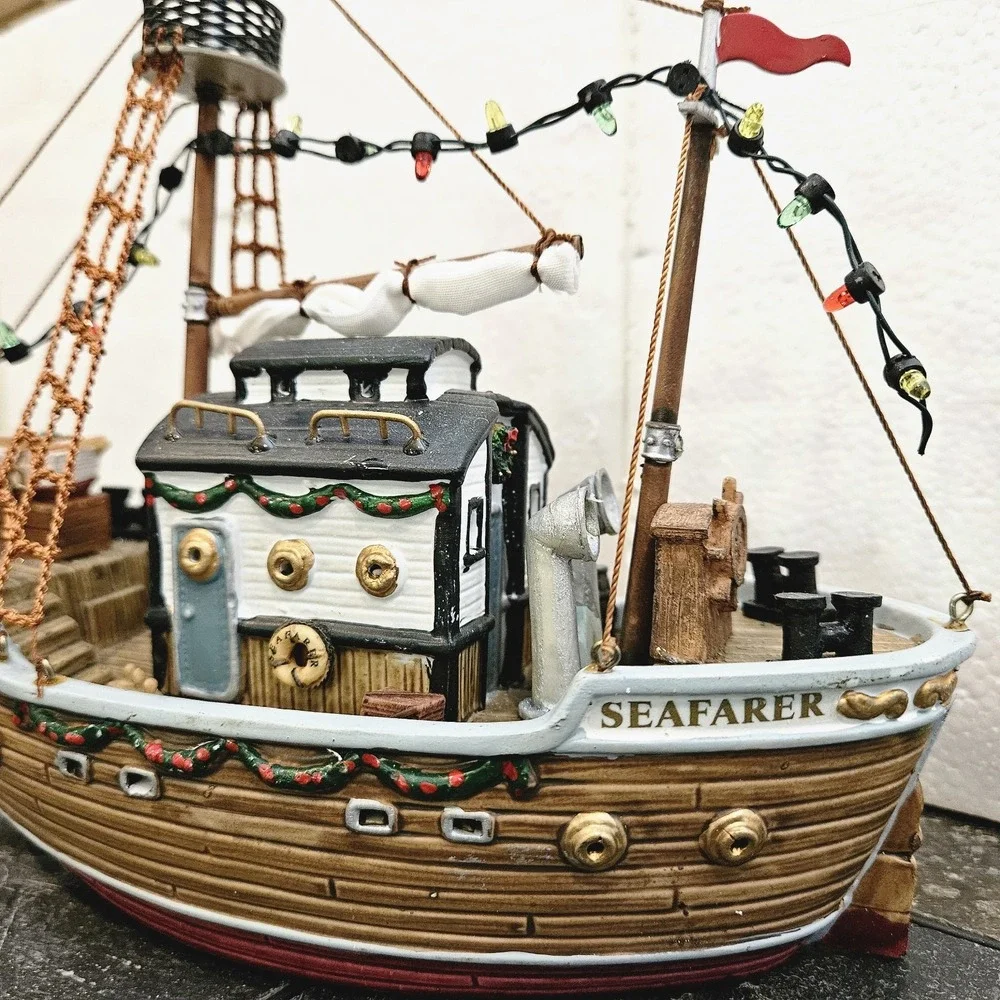 Carole Towne Seafarer Christmas Ship •Nautical Village Boat •Dual Power 2002
